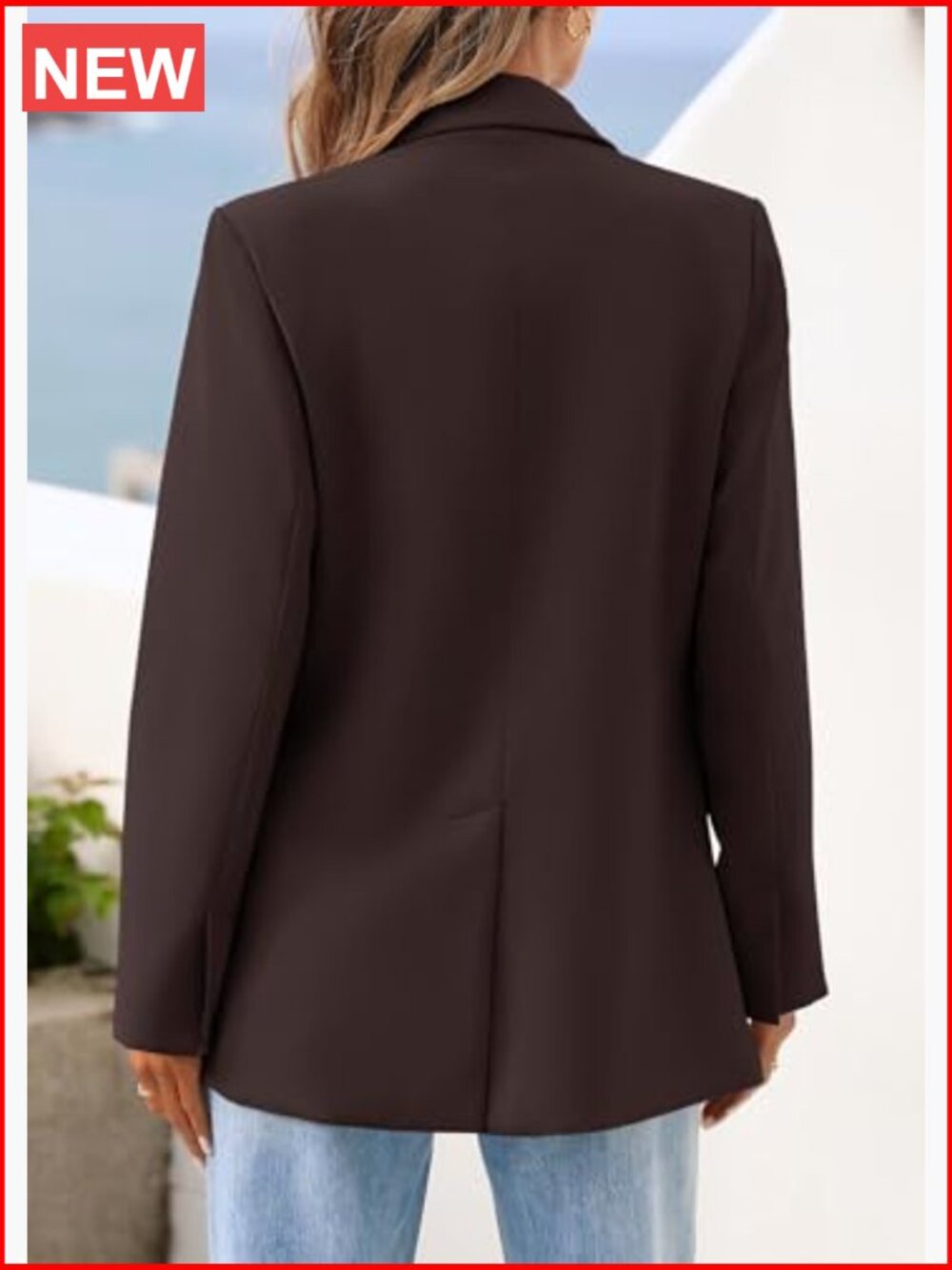 Open Front Blazer with Pockets - Long Sleeve Lapel Suit Jacket for Women - Picture 2 of 7